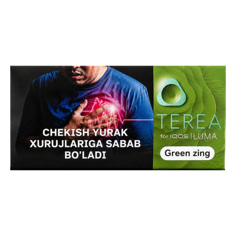 TEREA Green Zing carton, Uzbekistan edition — 10 packs of 20 sticks